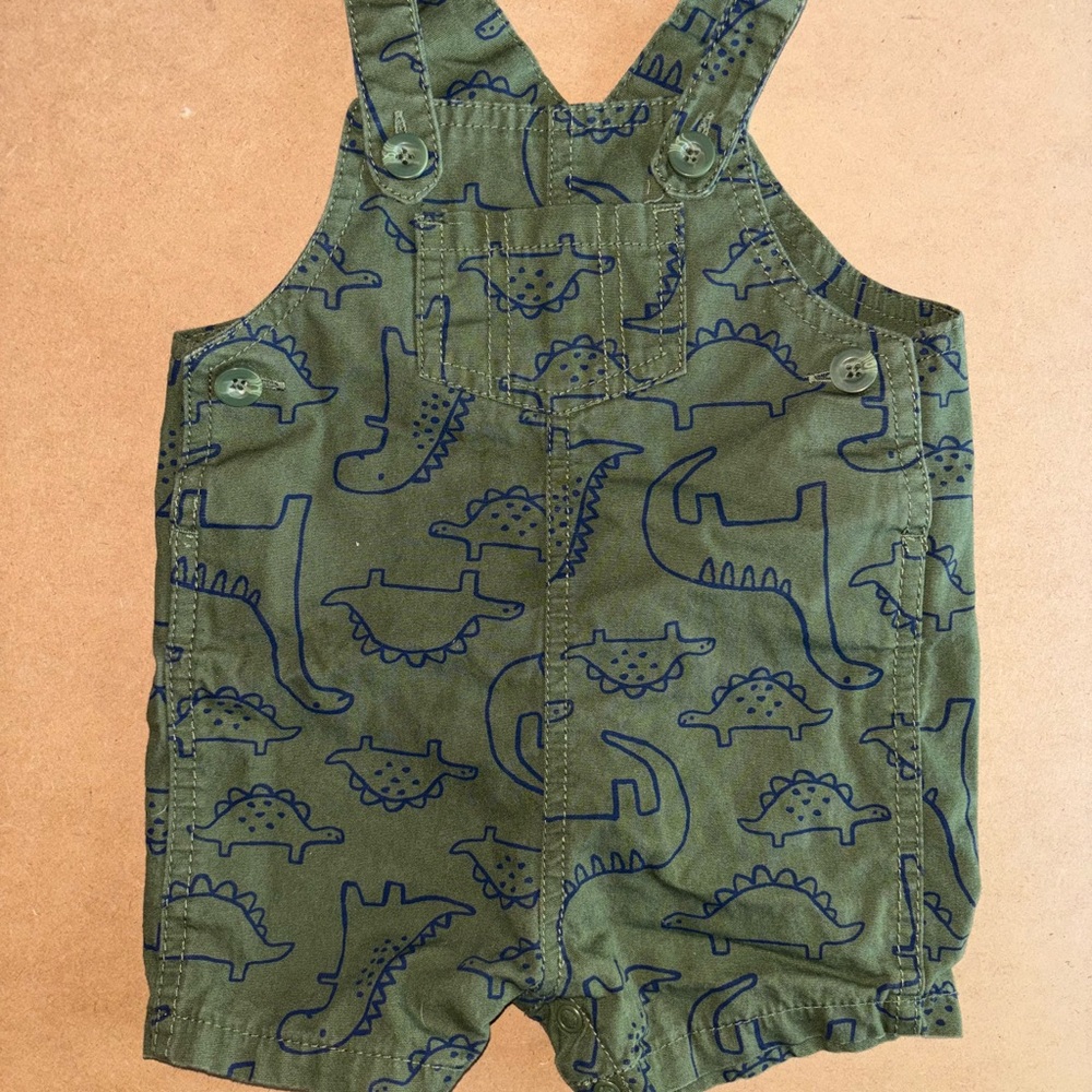 Carter's Green Dinosaur Print Overalls